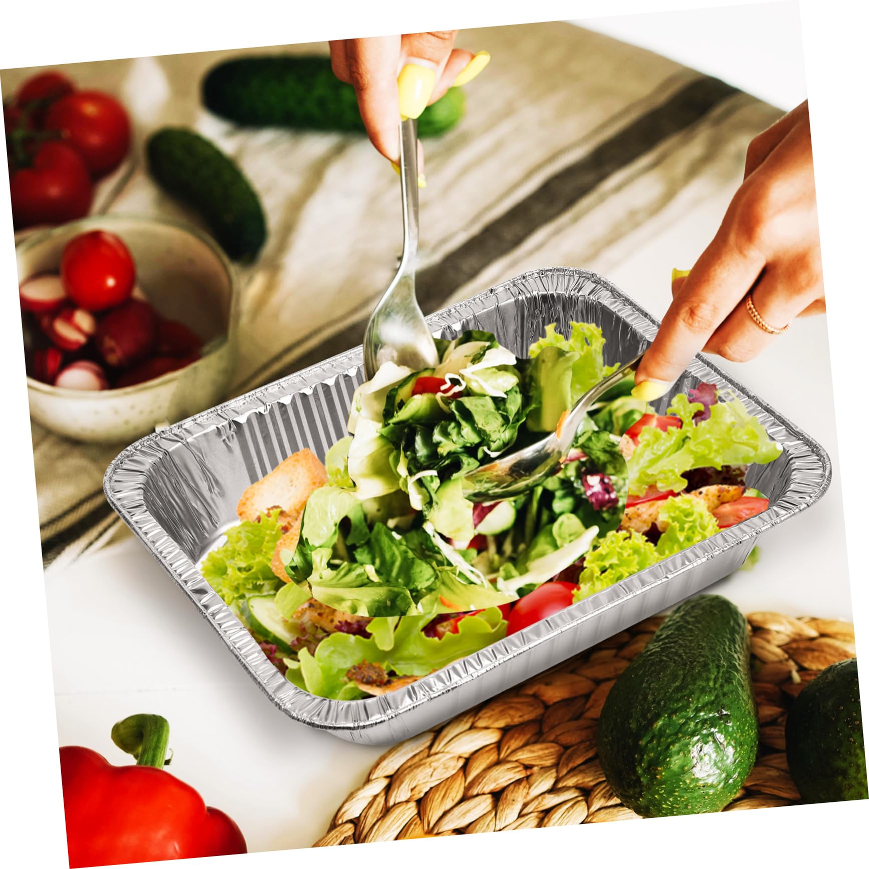 Bandejas de Aluminio para Asar Fondo Profundo 10 Unidades Aluminio Resistente Alta Temperatura Uso Doméstico y Catering Desechables para Hornear Cocinar y Almacenar Alimentos