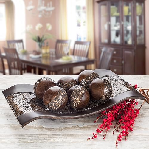 Miniatura 4 de Creative Scents Schonwerk - Orbes decorativos de nogal marrón para cuencos y rellenos de jarrones (juego de 3) bolas de resina para sala, comedor