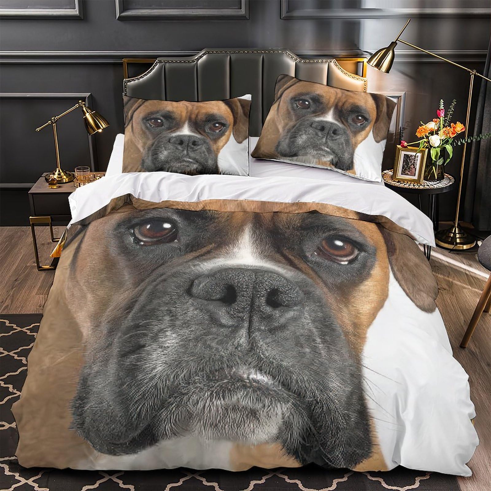 Housse de couette 135x200cm Boxer avec fermeture éclair et parure de lit ado microfibre