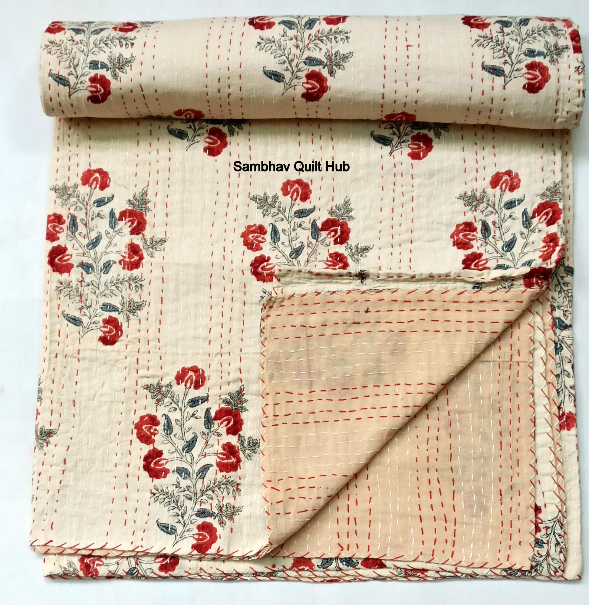 Copriletto Coperta Boutis Singolo Trapuntato Cotone Con Copriguanciale Shabby Chic Collezione