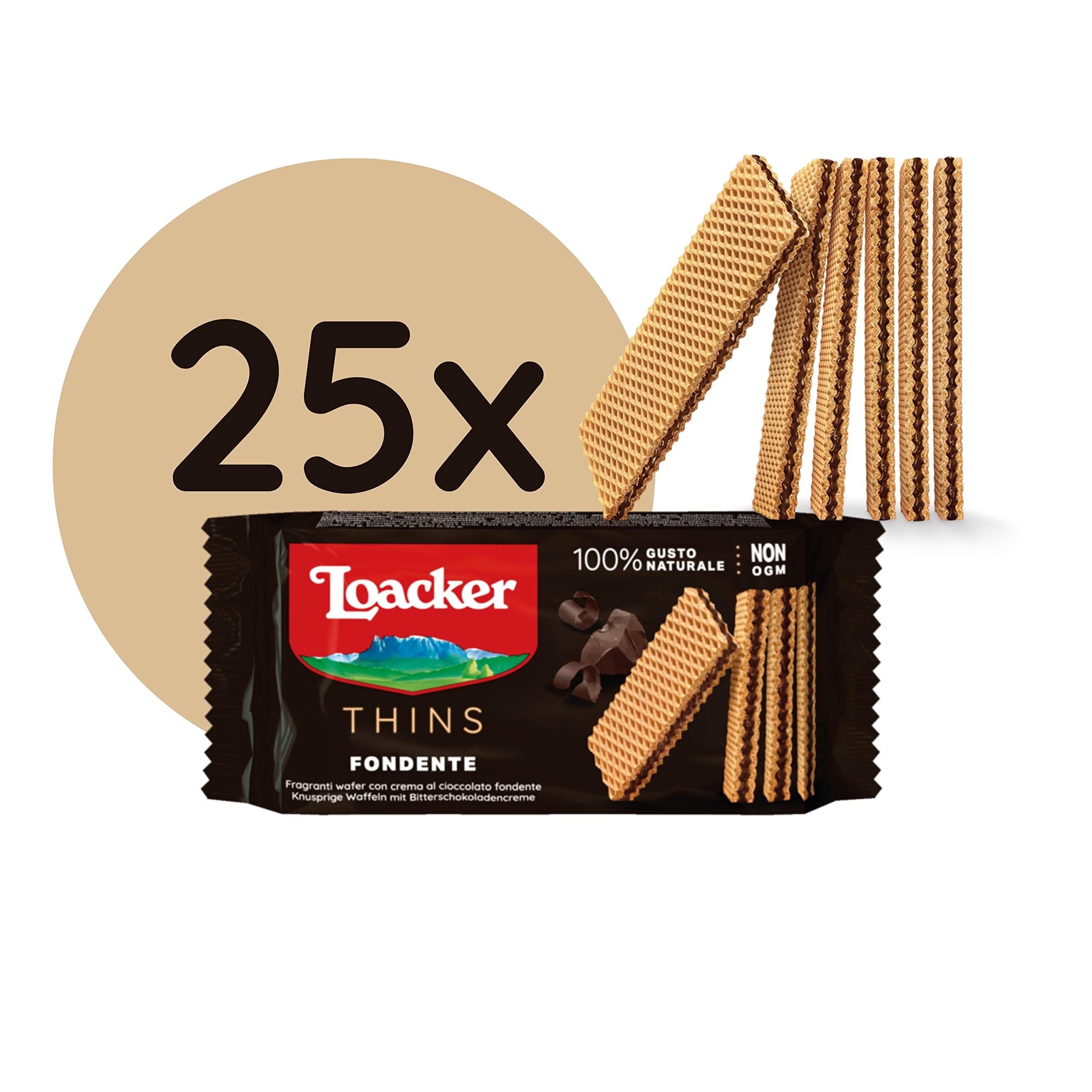 Loacker - Fondente, Fragranti Wafers con Crema al Cioccolato Fondente Extra - 150 g