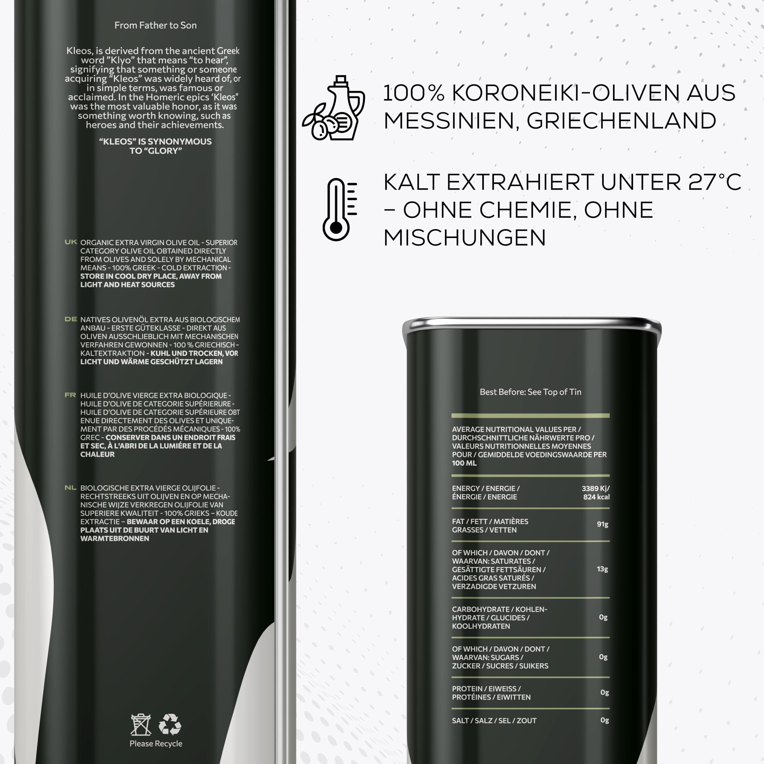 Kleos BIO Extra Natives Olivenöl 5 Liter - Ernte 2025-26 - Reich an Polyphenolen - Kaltgepresst aus Griechenland - Premium Qualität - MHD: 31/07/2027