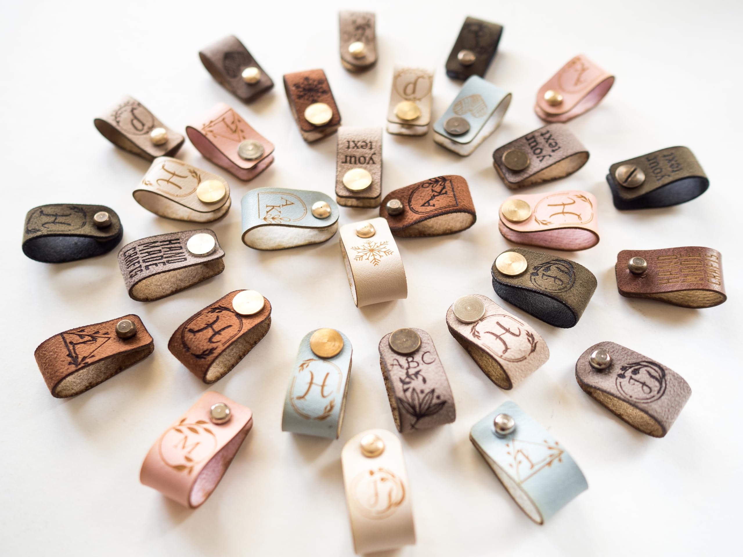 Personalized Leather Labels for Handmade Products, Customizable Embroidery