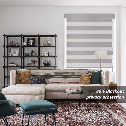 Miniatura 4 de Persianas de cebra para ventanas, 59 pulgadas de ancho x 72 pulgadas de alto, persianas enrollables para ventanas con caja, persianas de ventana