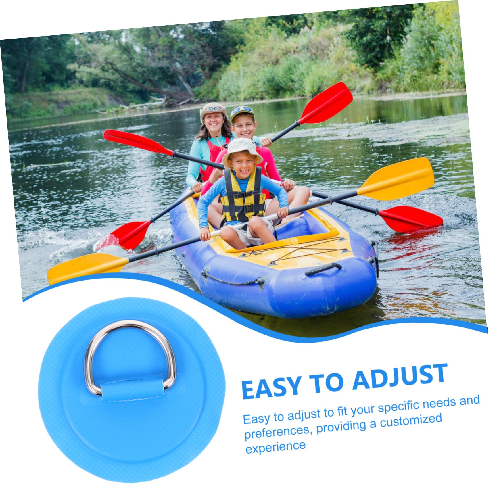 BESPORTBLE Surf-D-Ring-Schnalle Schlüsselanhängerringe Surfbrett Bootszubehör Kajak Stecker Haken Deck-Rigging-Kit Rigging-D-Ring-Patches Kajak-D-Ring-Pad D-Ringe für Boot PVC Blue