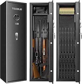 [2022 New] 7-9 Fireproof Biometric Gun Safes for Home Rifle and Pistols, Heavy Duty Anti-Theft Long Gun Safes for Rifles a...