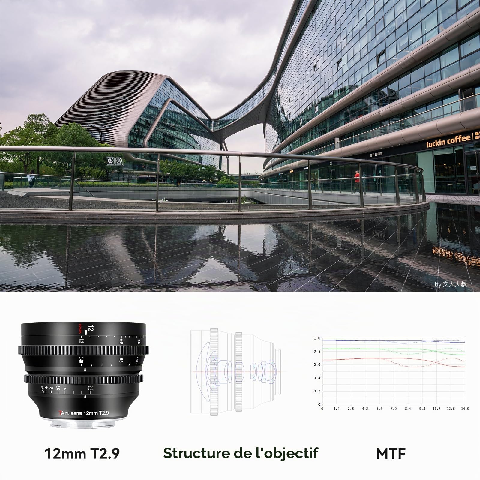 7artisans Objectif Cine 12 mm T2.9 Grande Ouverture APS-C Ultra Grand Angle, Mise au Point Fixe Manuelle à Faible Distorsion pour cinéma Compatible avec Sony E-Mount A6500 A9 NEX 5R