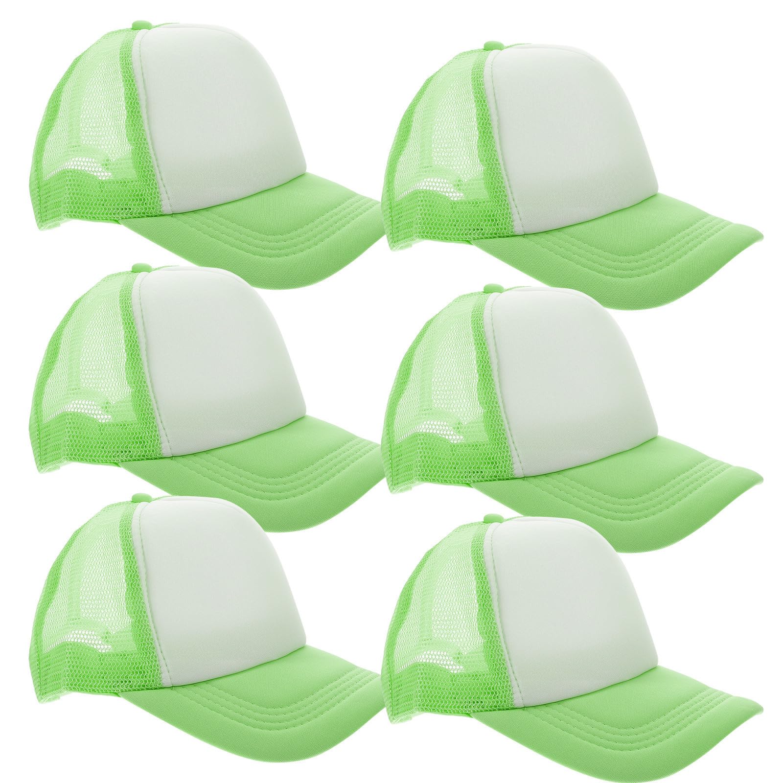 Pack de 10 Gorras de Béisbol de Malla Verde para Sublimación DIY, Poliéster Transpirable Cierre Ajustable, Ideales para Pesca y Camping