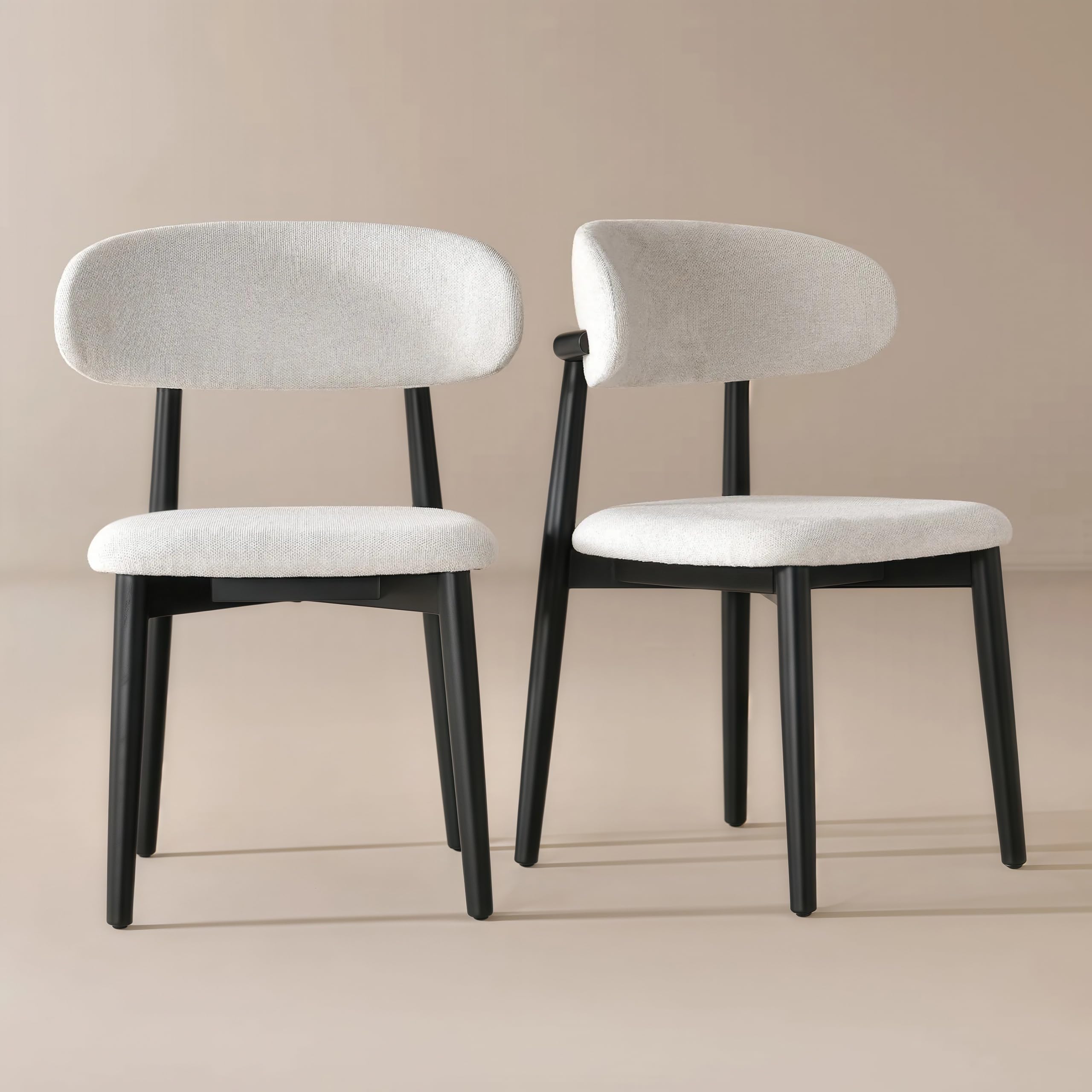 modern solid wood dining chairs set of 2 with curved back, ergonomic upholstered seat, natural wood legs with adjustable anti-slip foot pad, for kitchens, living rooms, offices (s-black, set of 2)