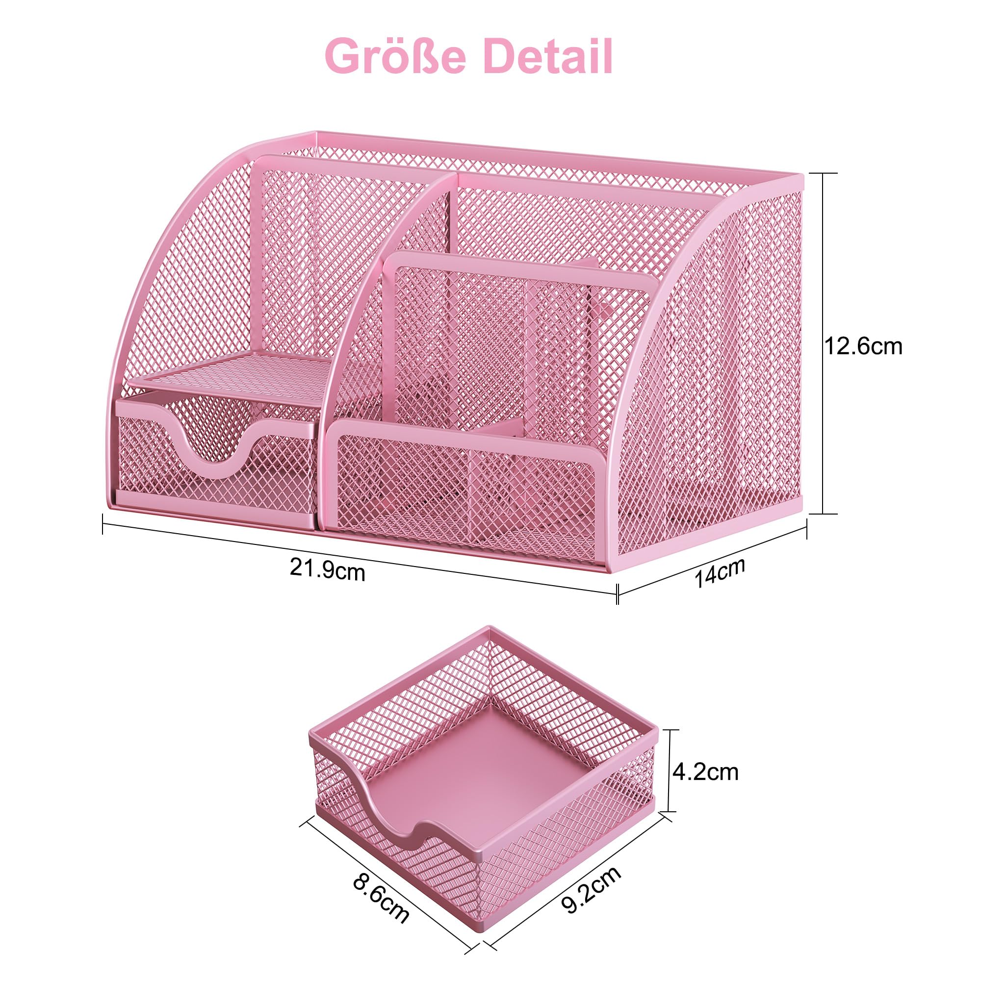 Organiseur De Bureau En Métal à 6 Compartiments Avec Tiroir - Dimensions 21.9x14x12.6 Cm, Couleur Violet - 12