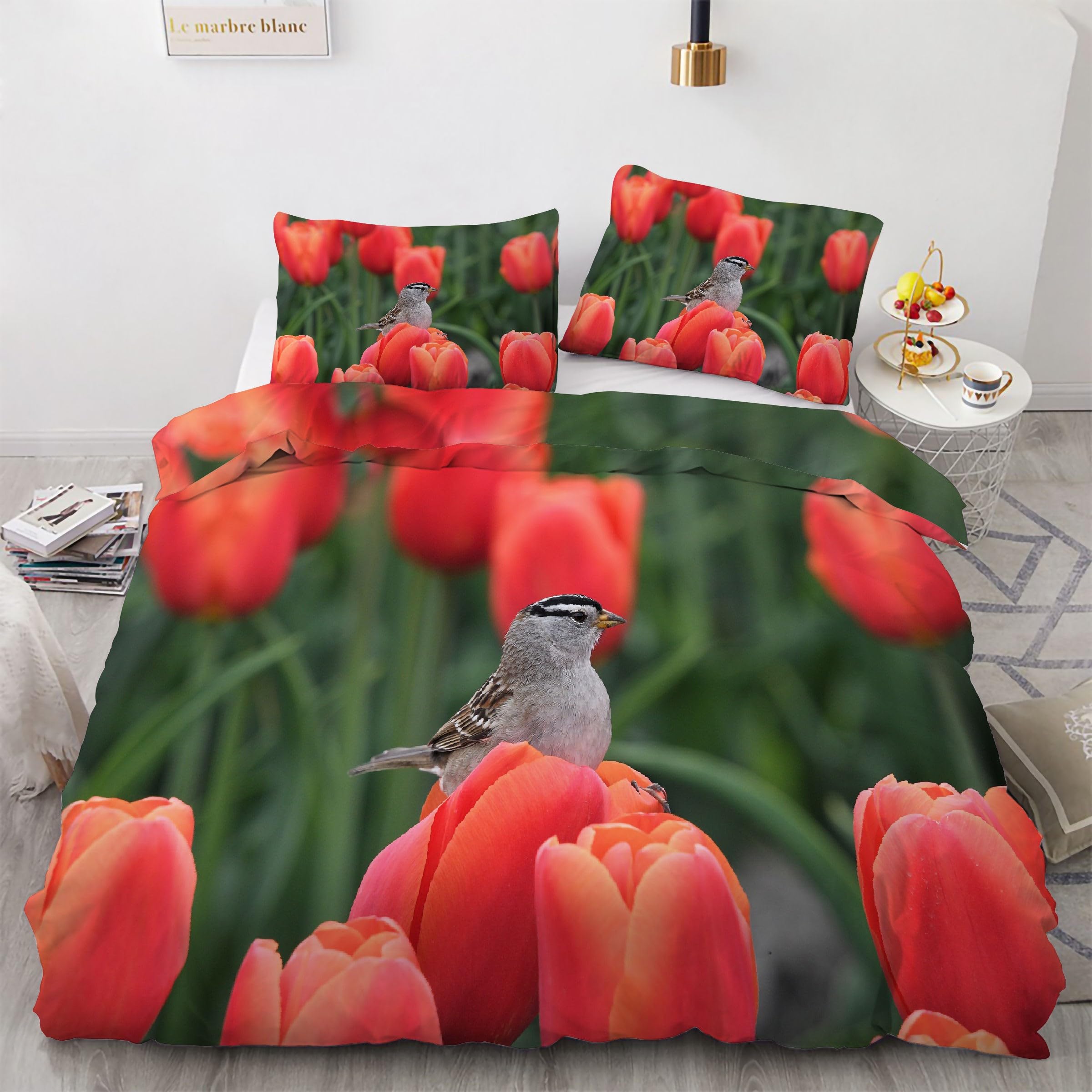 Parure de lit tulipe 3 pièces microfibre douce et zippée