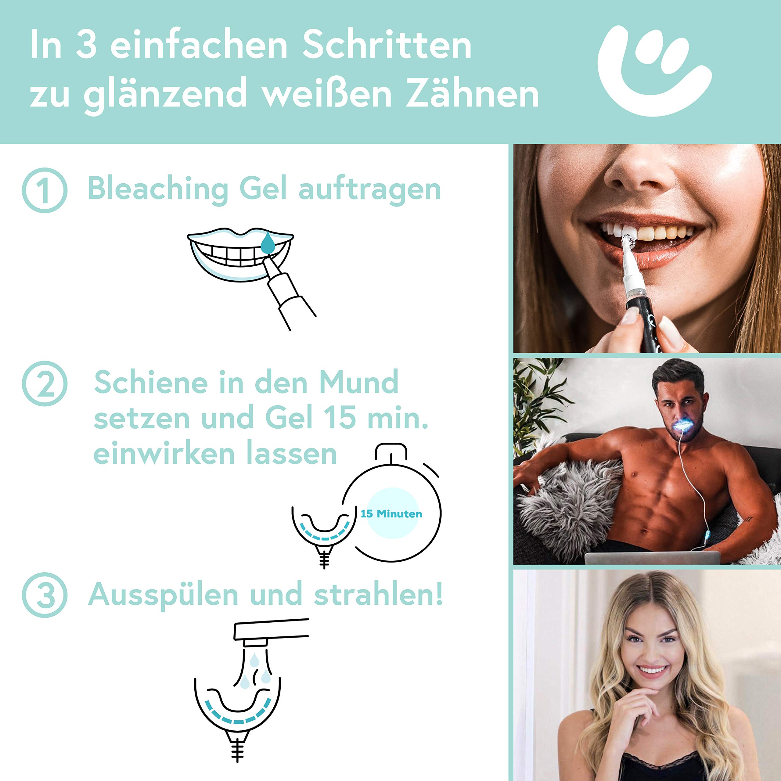 UniqueSmile Kit de teeth whitening de haute qualité pour éclaircissement des dents et dents blanches - 100 jours d'essai sans risque