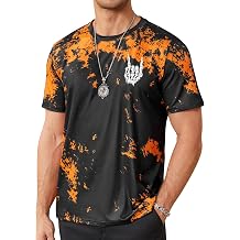 Hardaddy Mens Casual Tie Dye T-Shirts Short Sleeve Round Neck Graphic Tee Rock Band Tee Shirts
