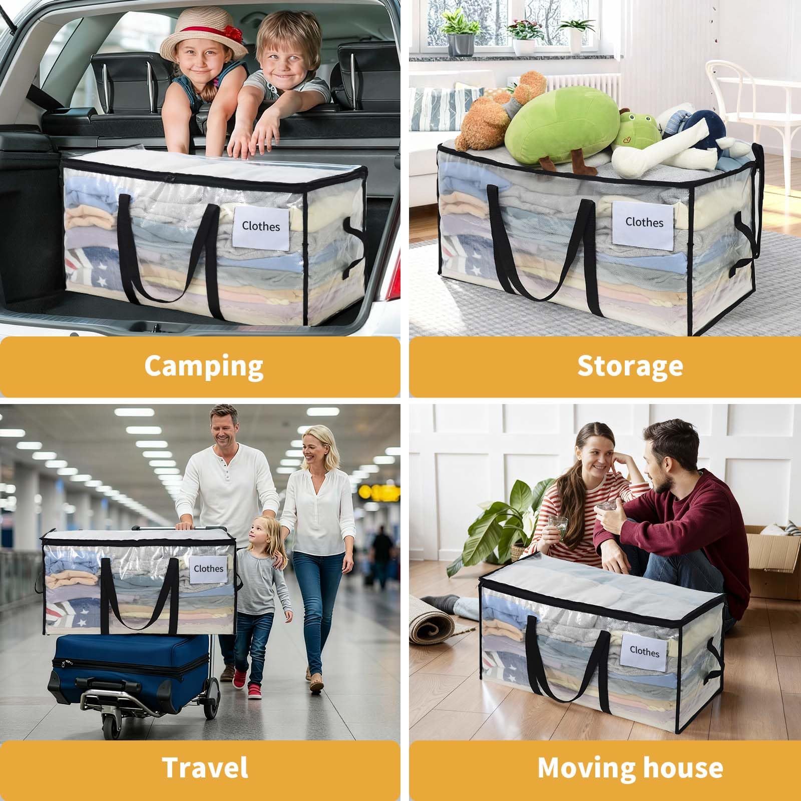 OTraki Scatole Trasloco, Borse Trasloco, Set di 4 Borse in Grandi per Traslochi e Viaggi Spostamenti e Conservazione, Spessa e Impermeabile, con Manici Rinforzati, per Vestiti e Biancheria da Letto