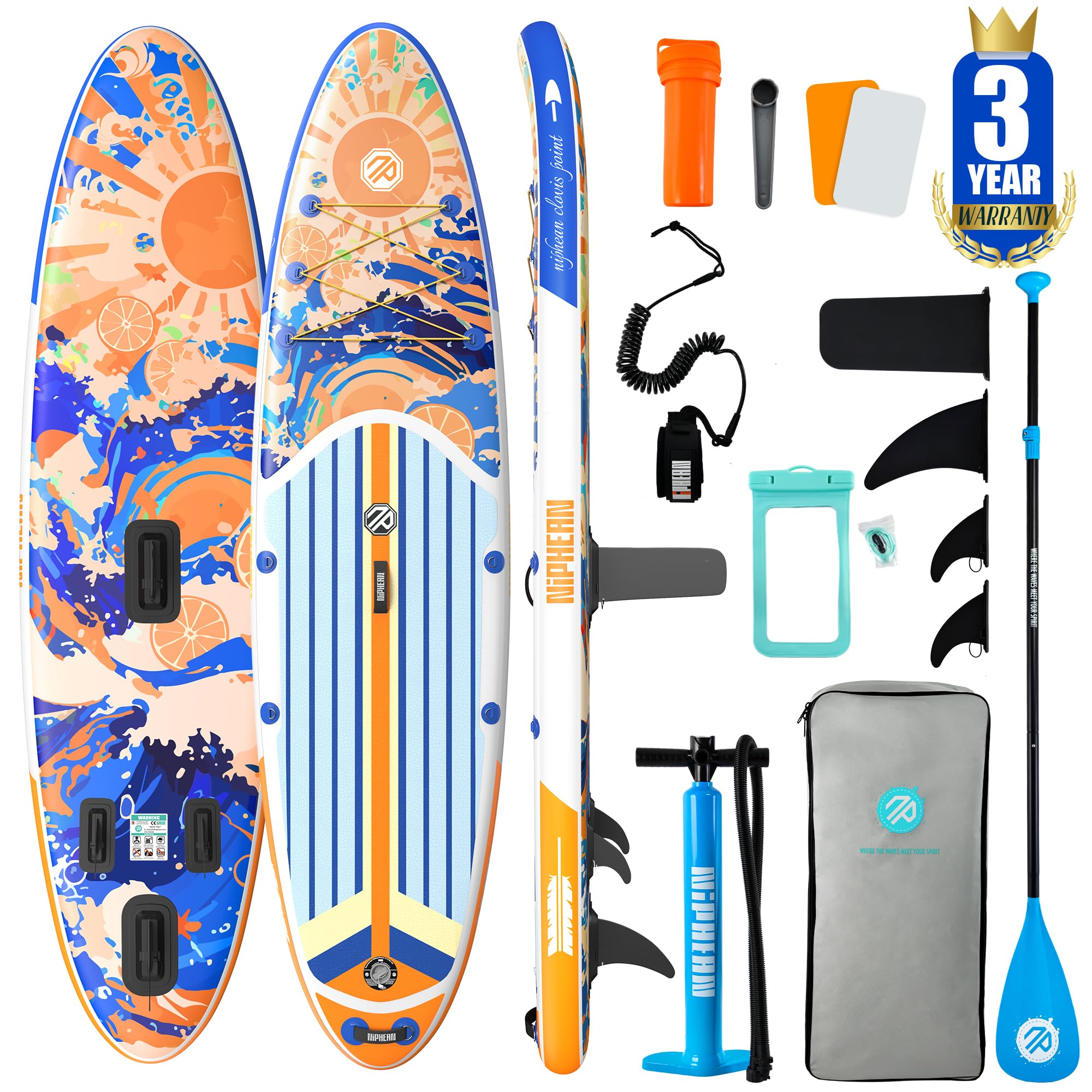 Niphean Inflatable Stand Up Paddle Board with SUP Accessories | 10’6’’ SUP, Anti-Slip EVA Deck, 450 lbs Capacity Inflatable Paddle Boards for Adults &amp; Youth of All Skill Levels