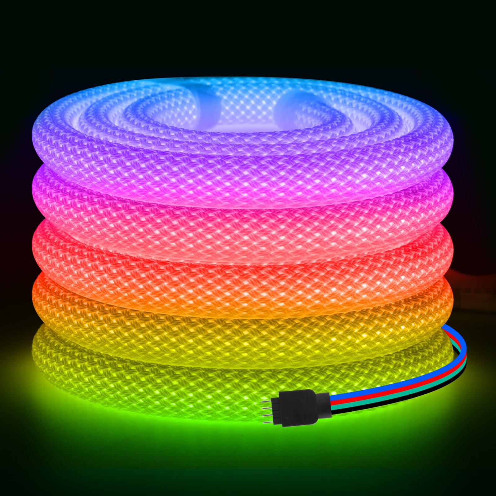 Striscia Neon LED RGB 24V CRI90+[10M],SMD3535,240 LED/m,illuminazione 360° tubo LED rotondo,per decorazione di camere da letto,stanze da gioco,soggiorno e negozi - Alimentatore non incluso