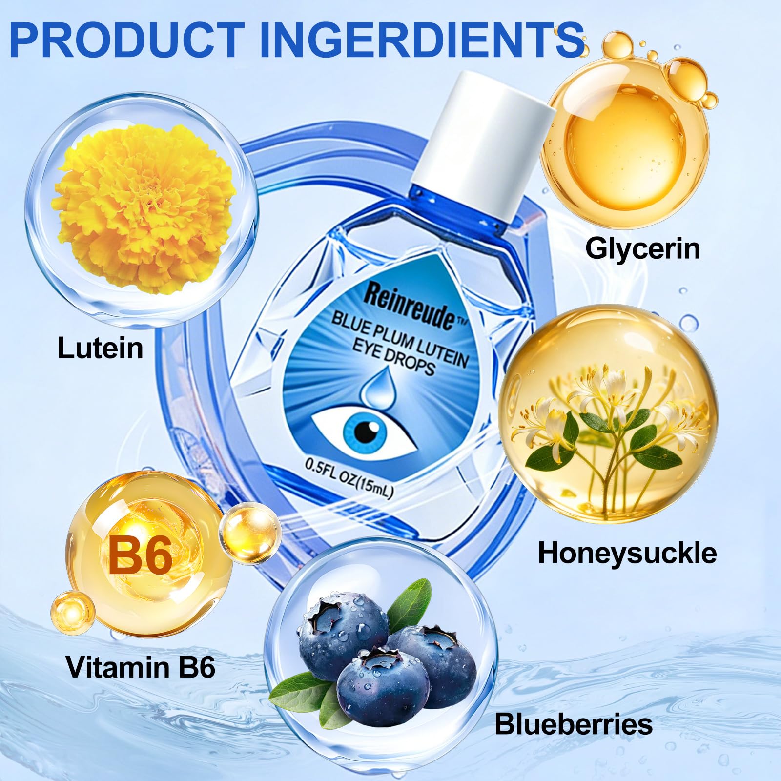 15ml Collirio Occhi Secchi, Collirio Ldratante per Occhi Secchi, Rinfrescante Lenitivo, Lubrificante, Idratanti, Pratico e Compatto, Ideale per Studenti e Chi Lavora in Ufficio(Trasparente)