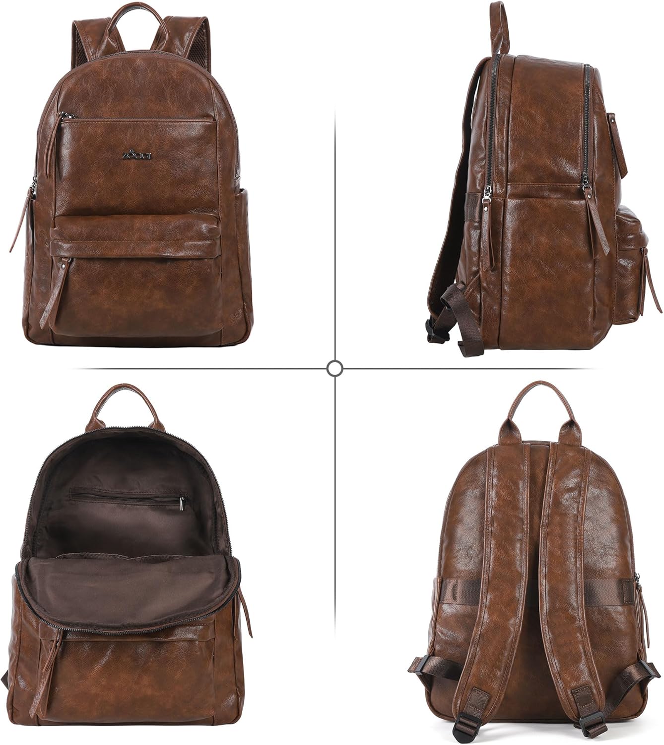 ZOCAI Large Leather Backpack Purse for Women – Vegan Retro Leather Travel Backpack for Women with Compartment, Multiple Pockets Roomy Large Capacity Daypack for Work Traveling. - Image 8
