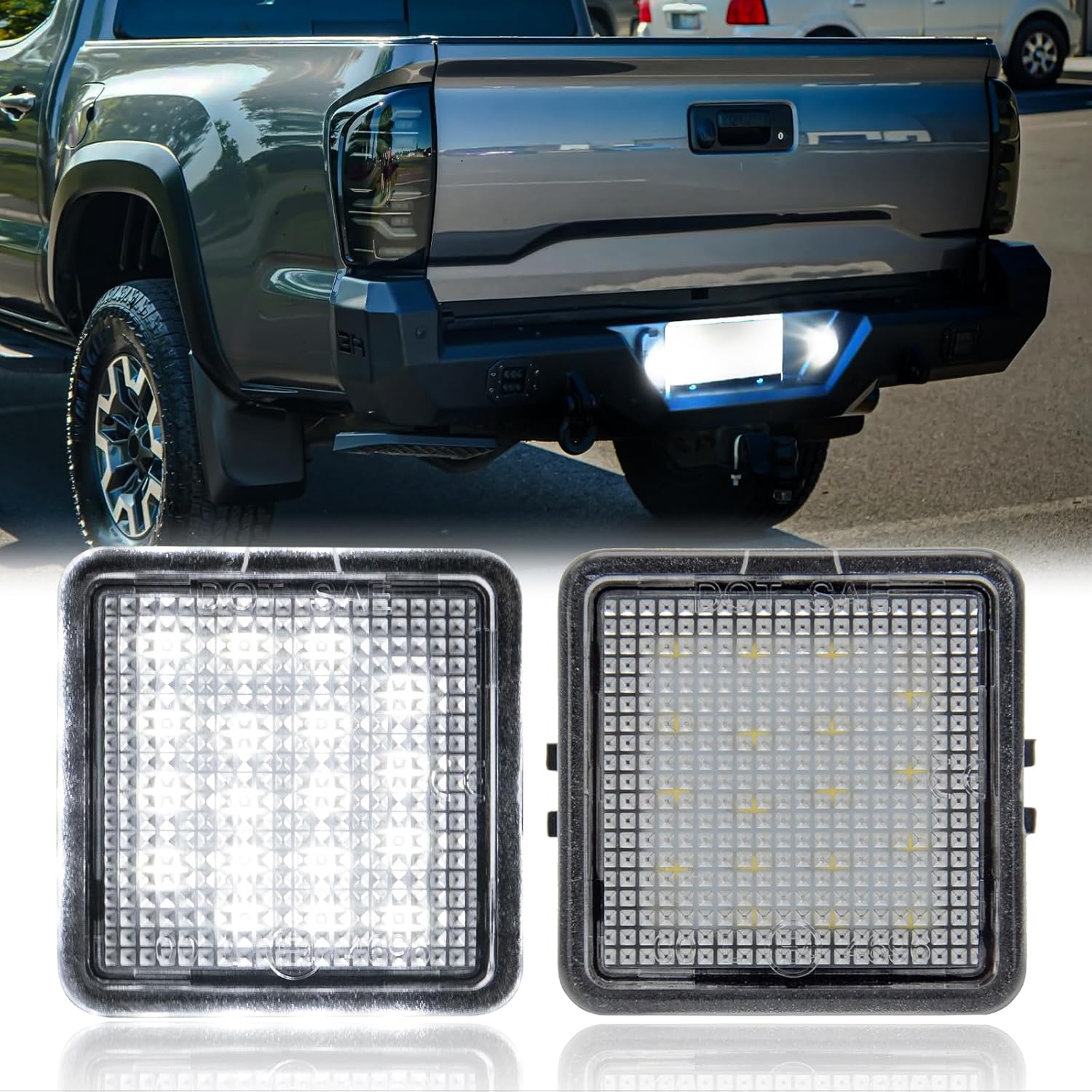 License Plate Light Fits for 2022-2025 Tundra(3rd Gen) White & Red LED Backup Reverse lights 2 Packs Daytime Running Light Tag Lamp