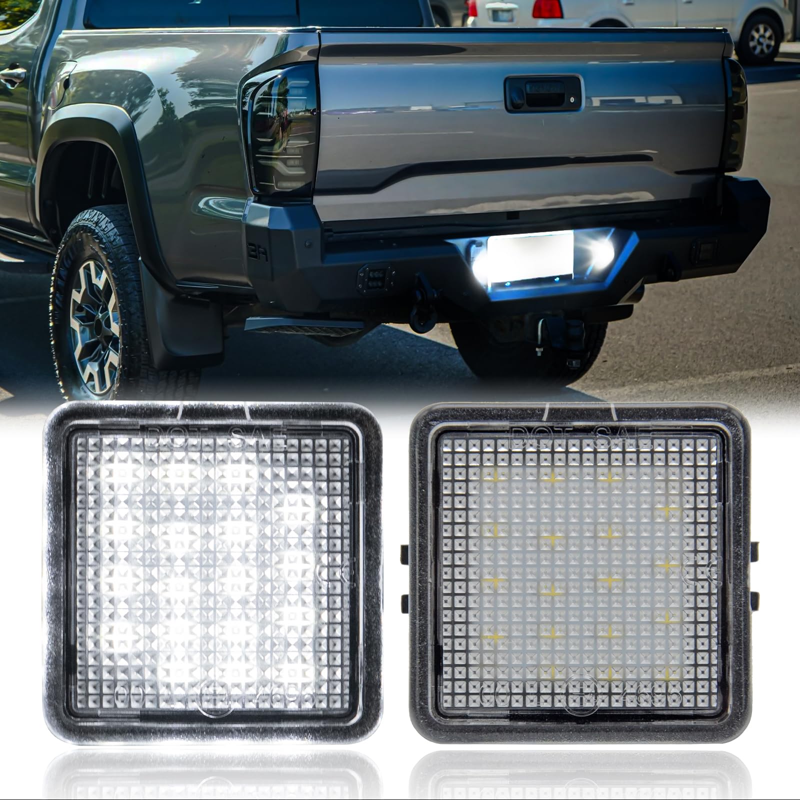 LED License Plate Light Fit for Tacoma 2016-2022, Tundra 2014-2021, 2PCS Tag Lights for License Plate White Lights, Clear Lens