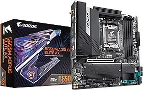 GIGABYTE B650M AORUS Elite AX (AM5/LGA 1718/AMD B650/Micro-ATX/ 5 anos de garantia/DDR5/2* M.2/PCIe 5.0/USB 3.2 Gen2X2 Type-C/Intel 2.5GbE LAN/Q-Flash Plus/EZ-Latch/Placa-mãe para jogos)