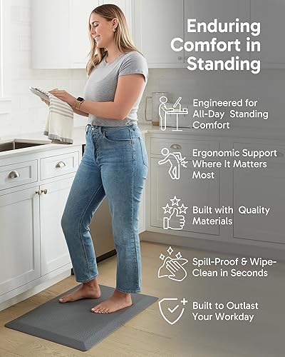 Miniatura 3 de Ophanie - Alfombrilla de cocina de 3/4 de pulgada de grosor, antifatiga, acolchada, impermeable, para oficina, hogar, fregadero, parte inferior