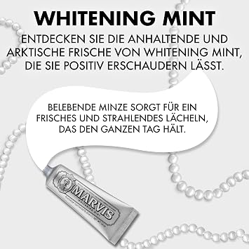 Marvis Whitening Mint Travel Size Toothpaste, 25 ml, Promotes The Natural Whitening of The Teeth, Plaque Removal Toothpaste, Long-Lasting Freshness (Pack of 2)