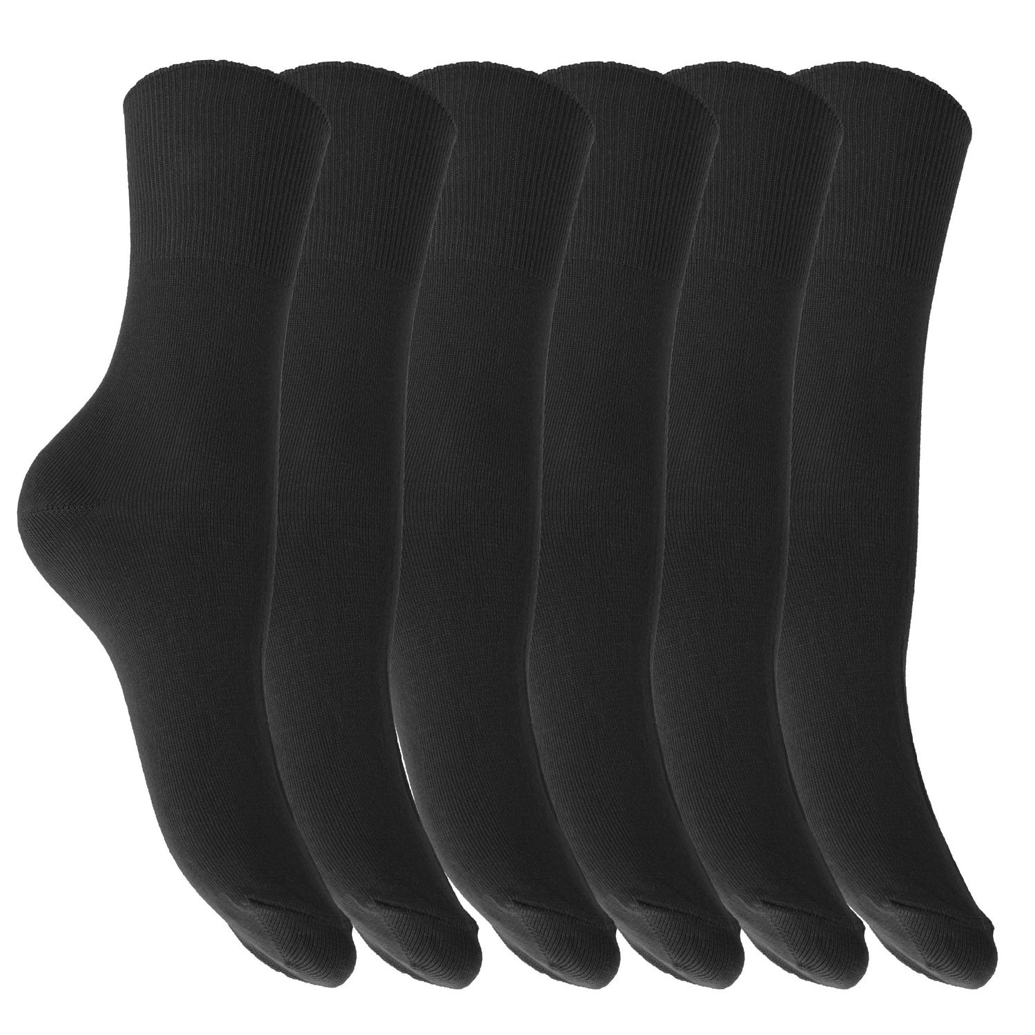Hduk Ladies Socks Women's Black 3X Pairs Of Super Soft Non Elastic Bamboo Socks/Uk 4-7 Eur 37-42 (Black)