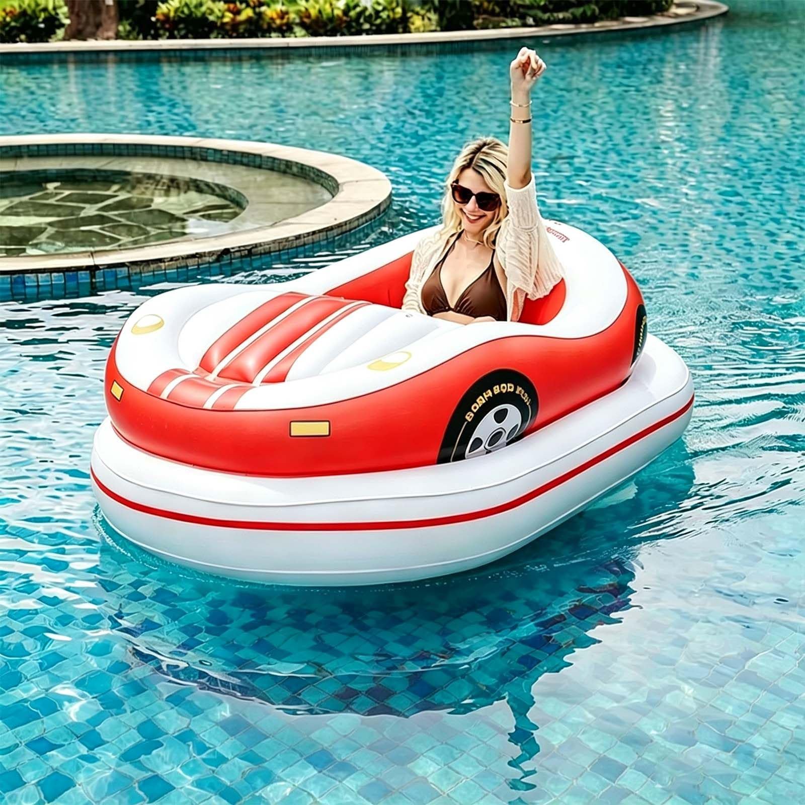QFGain Lightweight Thick PVC Inflatable Pool Boat for Adults, 256lbs Capacity, Thick 0.4mm Red