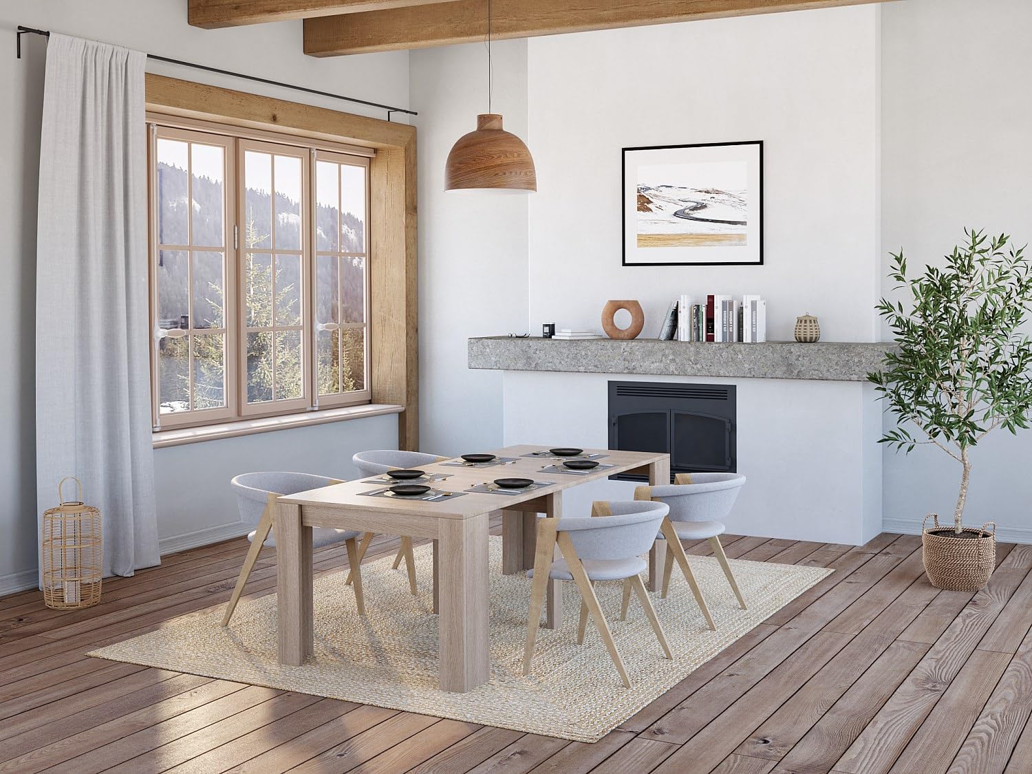 LIQUIDATODO ® - Mesa consola extensible moderna y barata de 51 cm a 239 cm en color natural