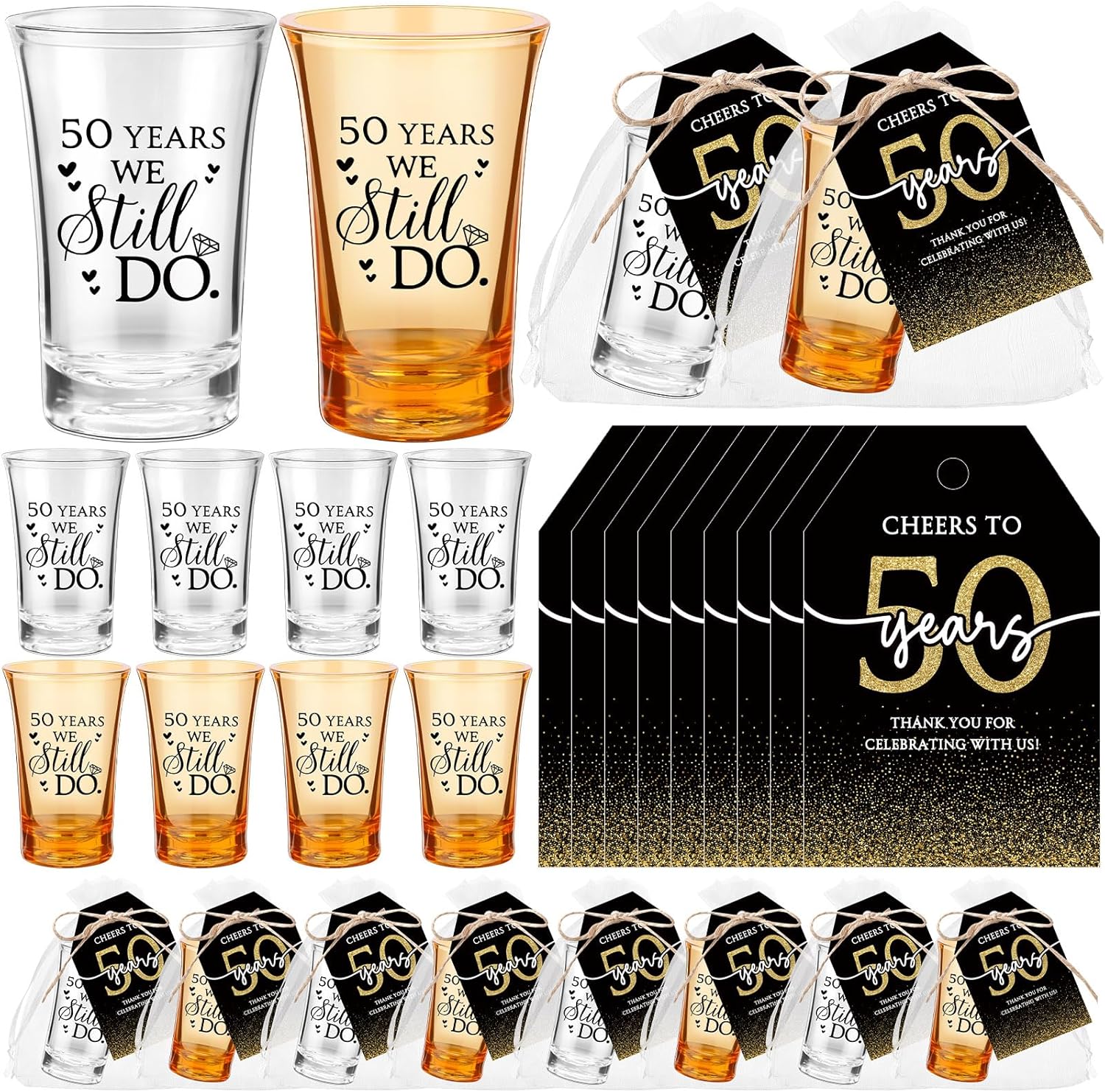 36 Sets 50th Wedding Anniversary Party Favors We Still Do 50 Years Wedding Shot Glasses Thank You Tags Anniversary Decorations Gifts for Guest Favors Celebration Return Gifts