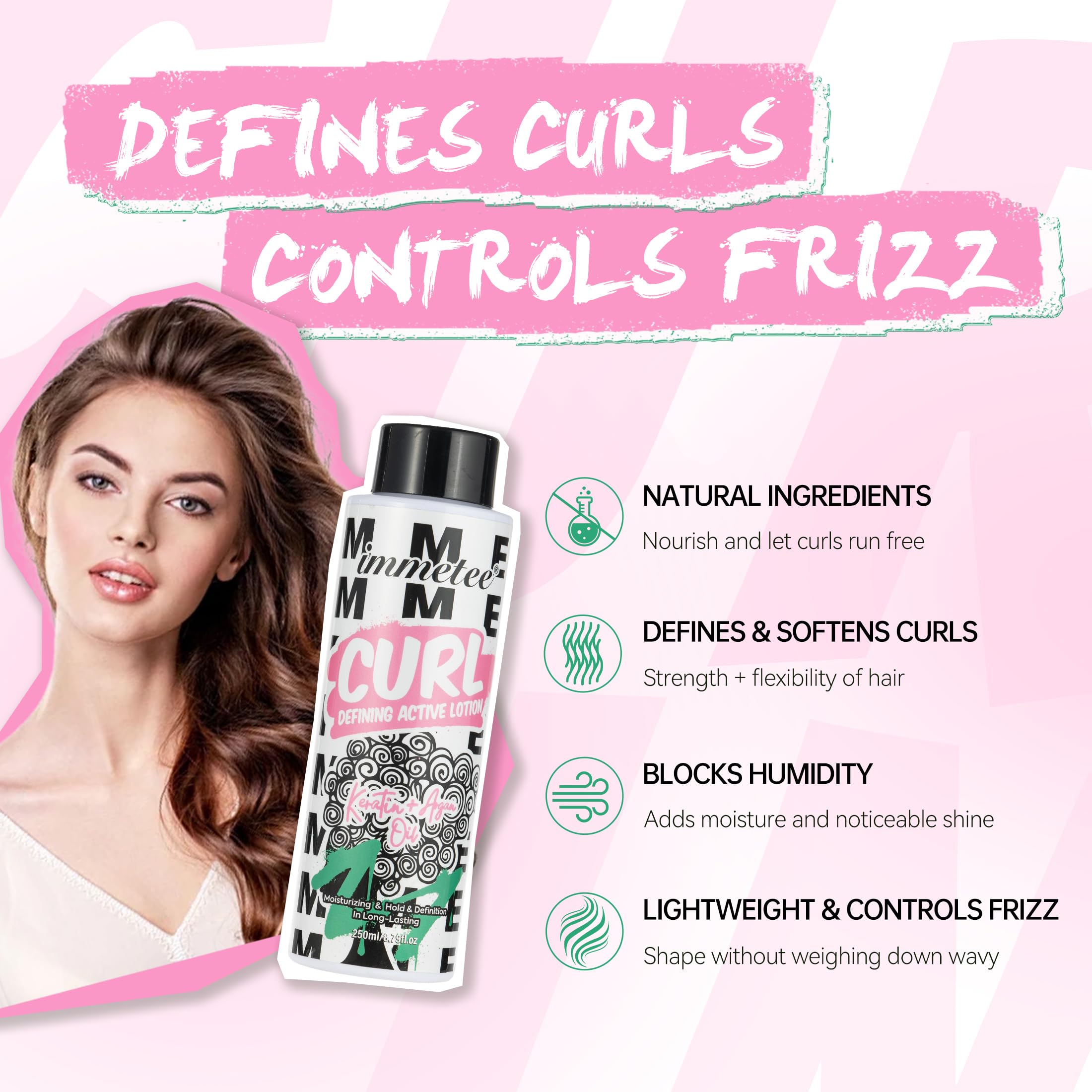 immetee Curl Defining Cream for Curly Hair Nourishing Lightweight Styling Cream, Non-Greasy Formula Smooths & Defines Curls - Image 4