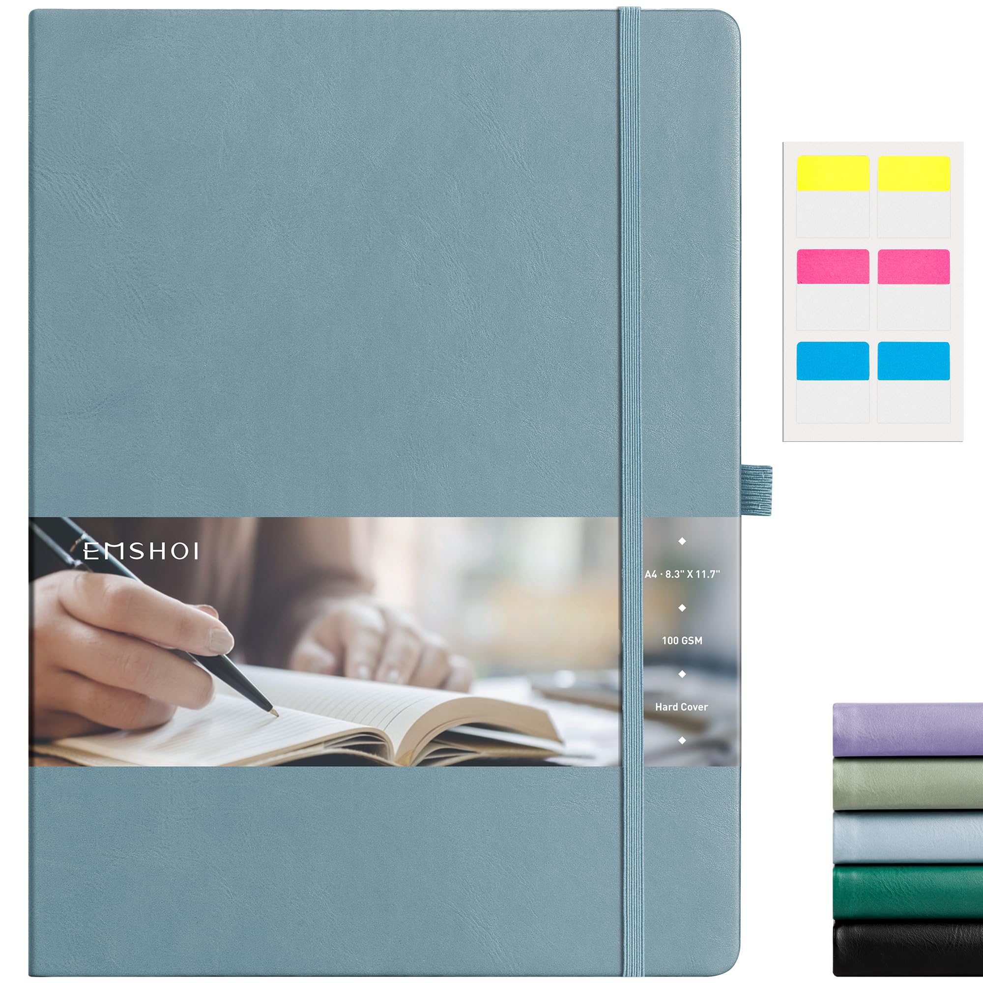 EMSHOI Carnet de notes en papier graphique avec couverture rigide de 21,6 x 27,9 cm, grille quadrillée – Papier épais de 100 g/m² – Grand journal A4 en cuir pour homme et femme – Pour le travail,