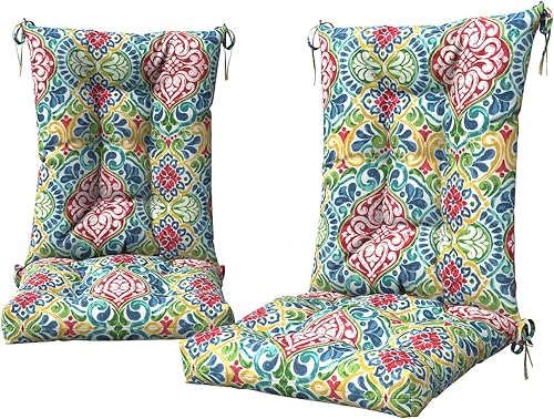 Juego de 2 cojines para sillas mecedoras para uso en exteriores e interiores, resistentes al agua, almohadillas para sillas de respaldo alto para
