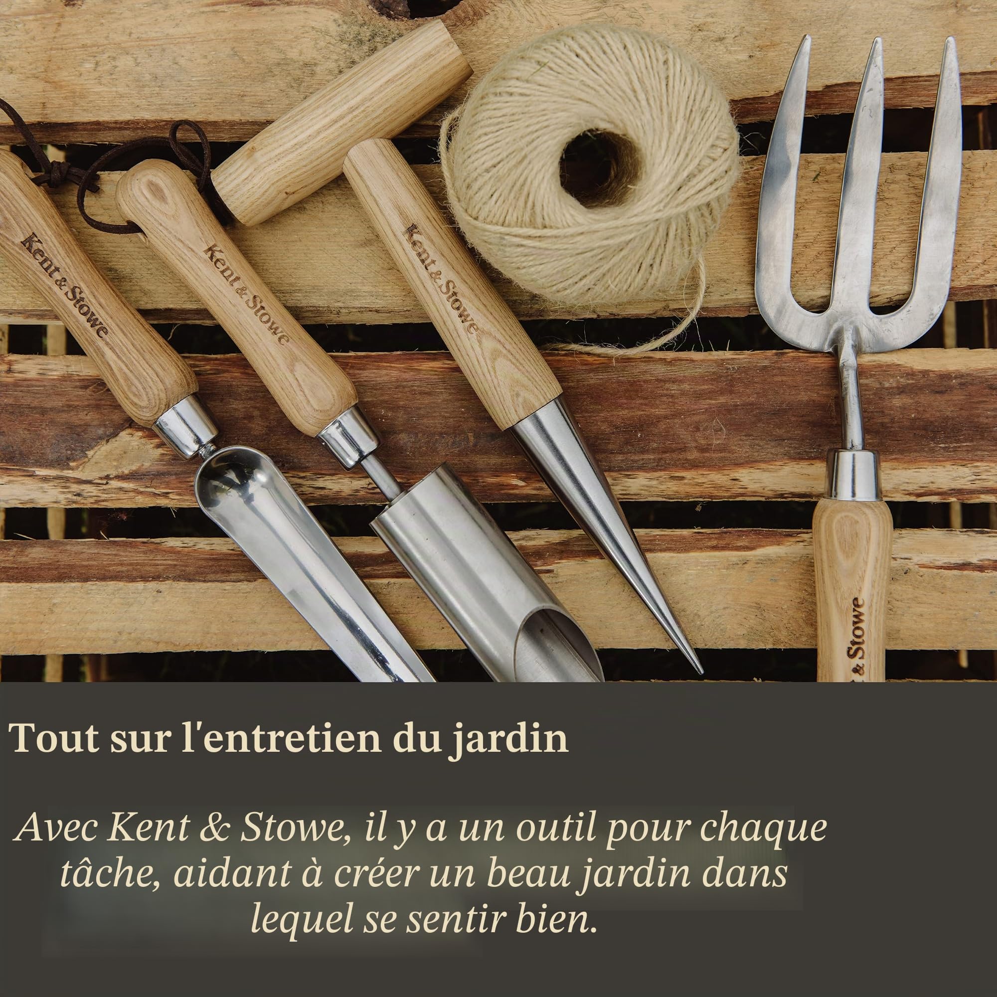 Kent & Stowe Garden Life Bêche en Acier Inoxydable légère et compacte de Style Traditionnel pour Toute l'année en Acier Inoxydable et Bois de frêne