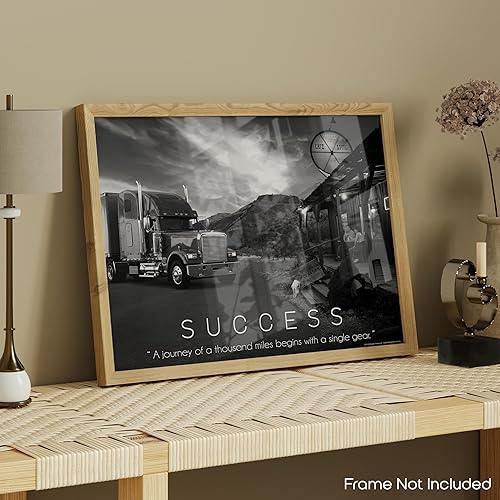 Miniatura 5 de Inspirational Wall Art Co. - Éxito - Pósteres de citas de motivación de millas de camiones - Impresión de envío de regalo, convoy de conductor