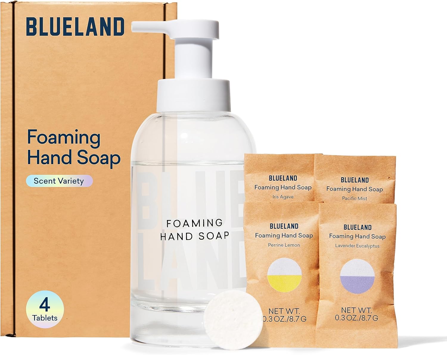BLUELAND Hand Soap Starter Set 1 Refillable Glass Foaming