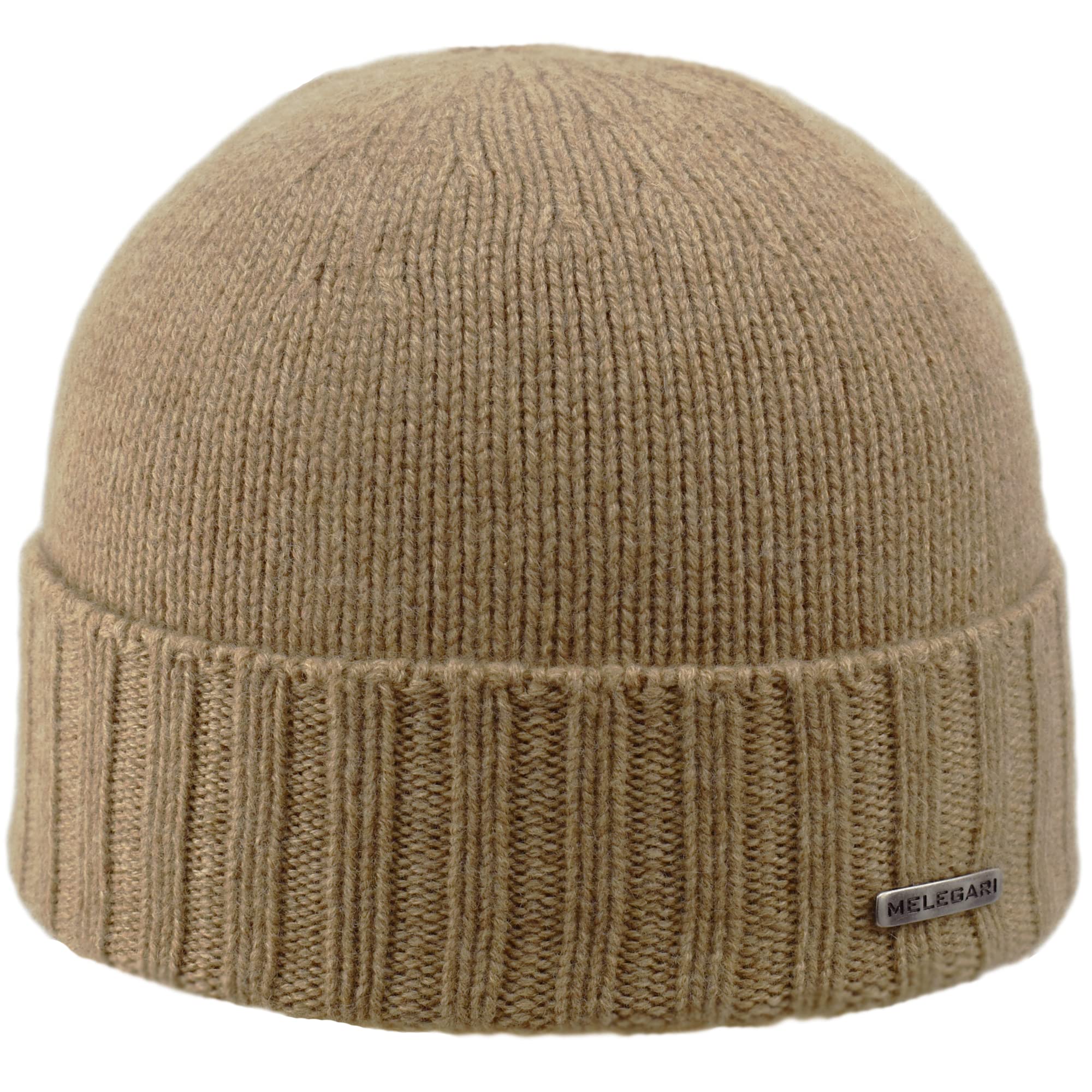 MELEGARI Treviso Beanie Hat | 100% Cashmere | Made in Italy | Unisex, Dark Beige, One size