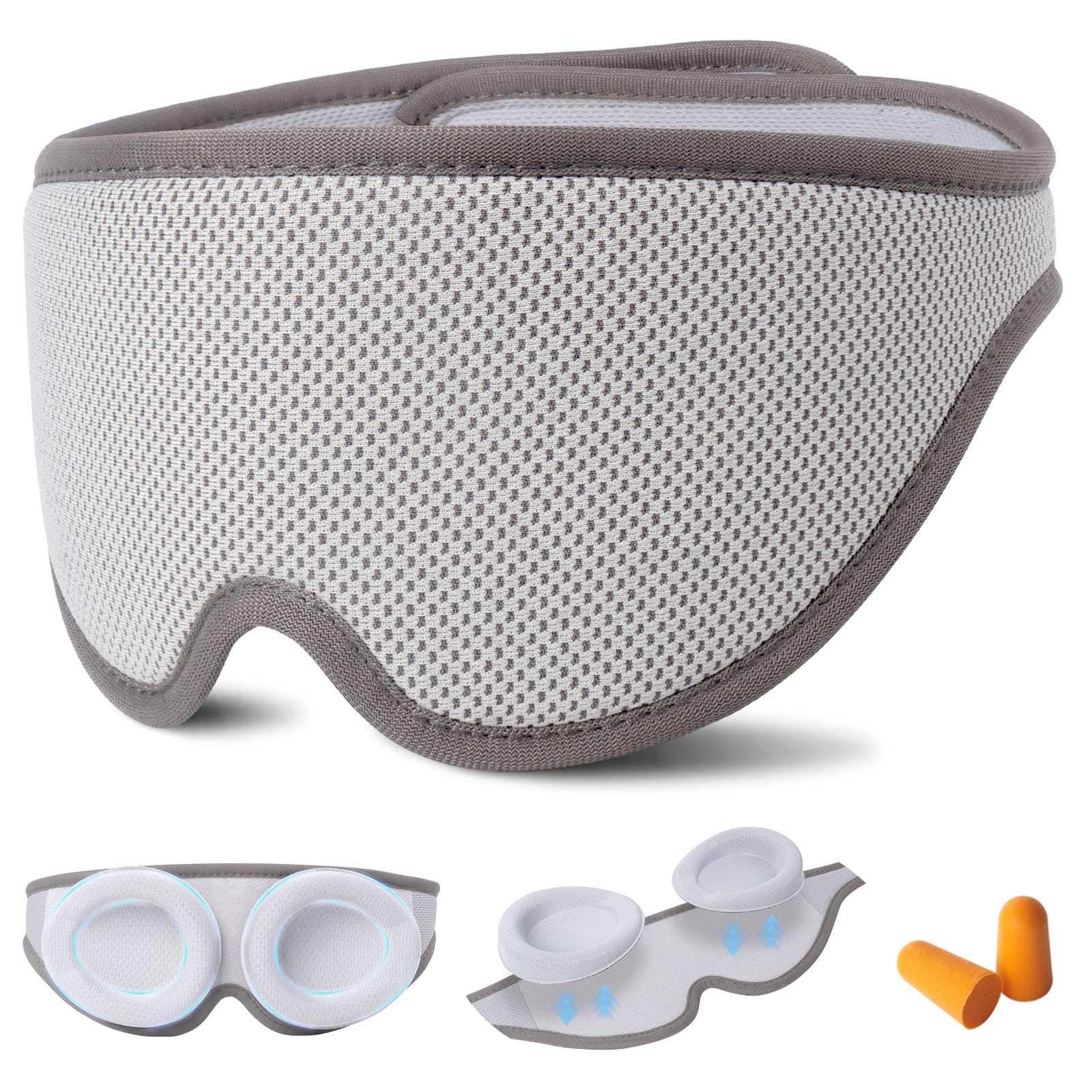 THMINS Weighted Eye Mask for Sleeping,Light Blocking Eye Mask,Zero Eye Pressure, Comfortable & Adjustable Sleeping Mask for Women Men, Perfect Blindfold for Sleep/Travel/Nap/Shift Work Gray