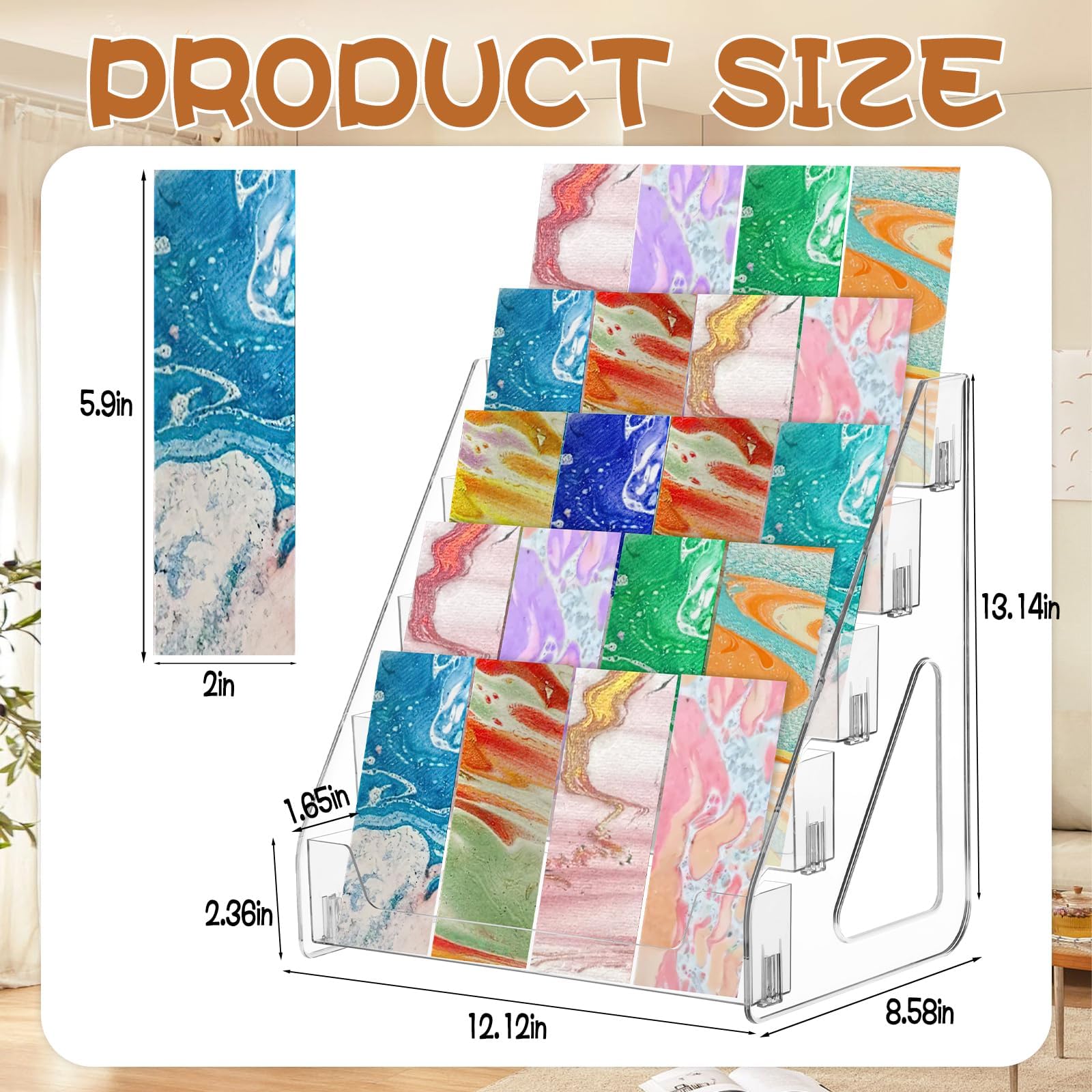 Espositore per cartoline, in acrilico, a 5 piani, 33,5 x 30 x 22 cm, per biglietti di auguri, per biglietti di compleanno, vetrina, carte PSA, carte sportive, biglietti di auguri