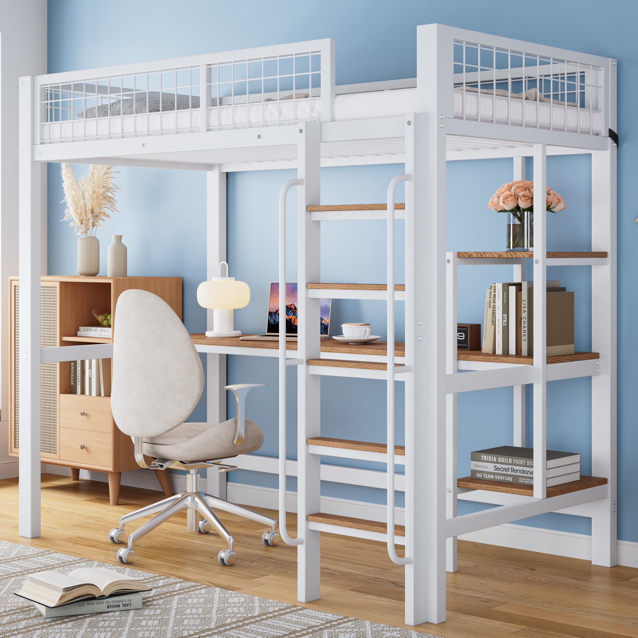 Letto A Castello Ferro Con Scrivania - 90x200cm Nero | Certificato EN747 Per Bambini E Ragazzi - Foto 10