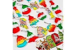 Christmas Goodies for Class: Mini Pop Fidget Keychains with Gift Cards