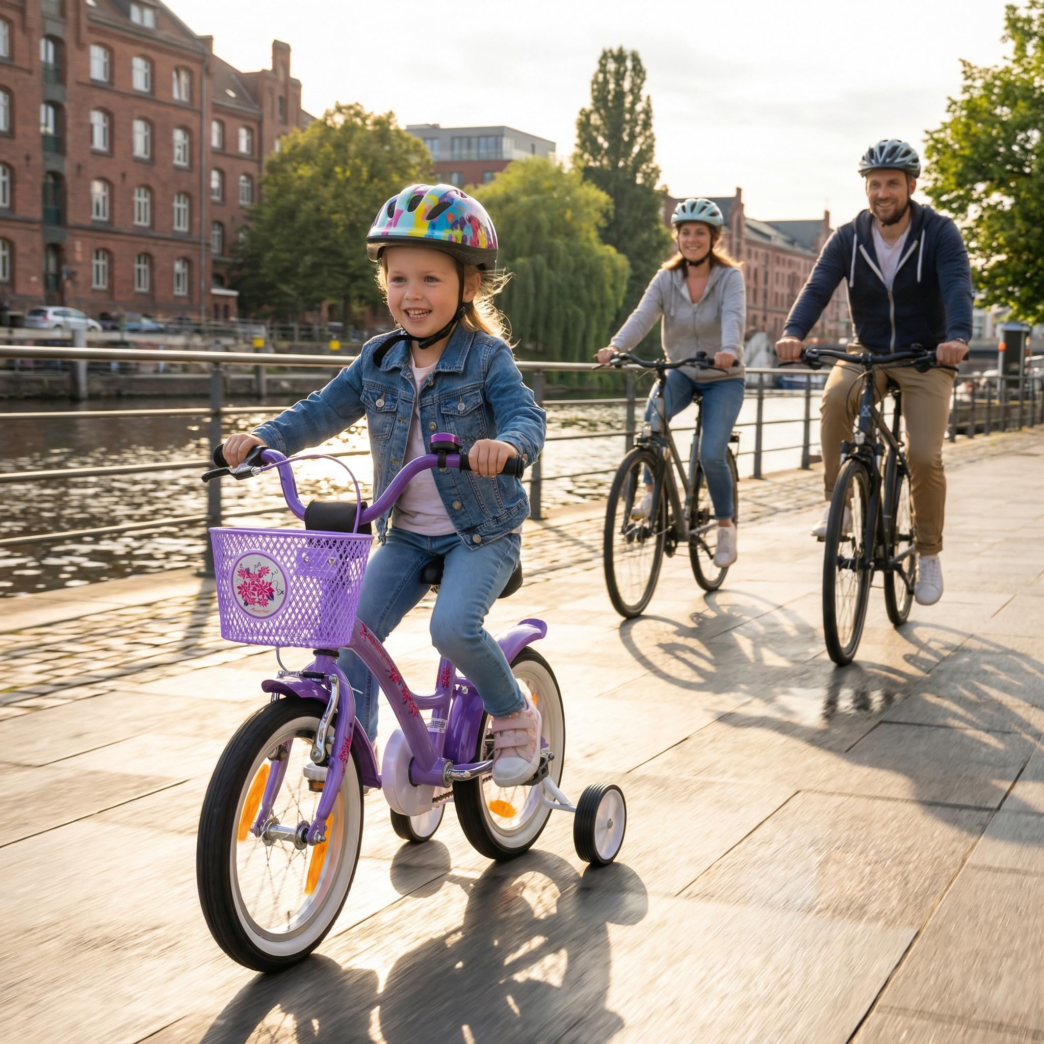 PROMETHEUS BICYCLES bicicletta bambina 4 anni bici per bambini bici bambina 14 pollici bimba con rotelle e freno contropedale Viola