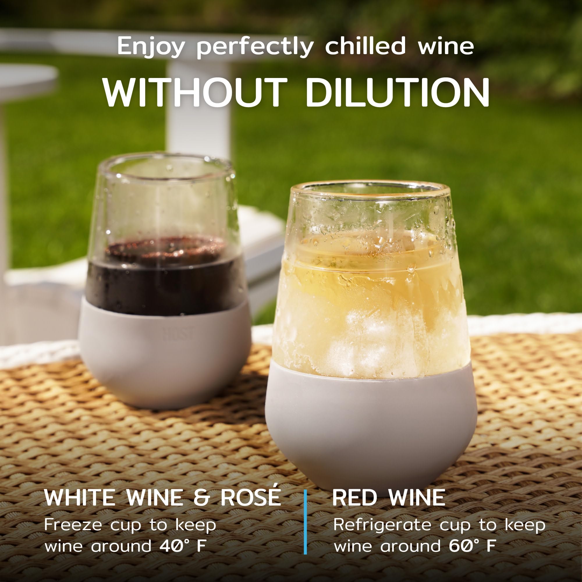 Host Wine Freeze Kühlbecher, Gefrierbecher für Getränke, isolierte Becher, coole Weingläser, 2 Stück, 240 ml, Grau