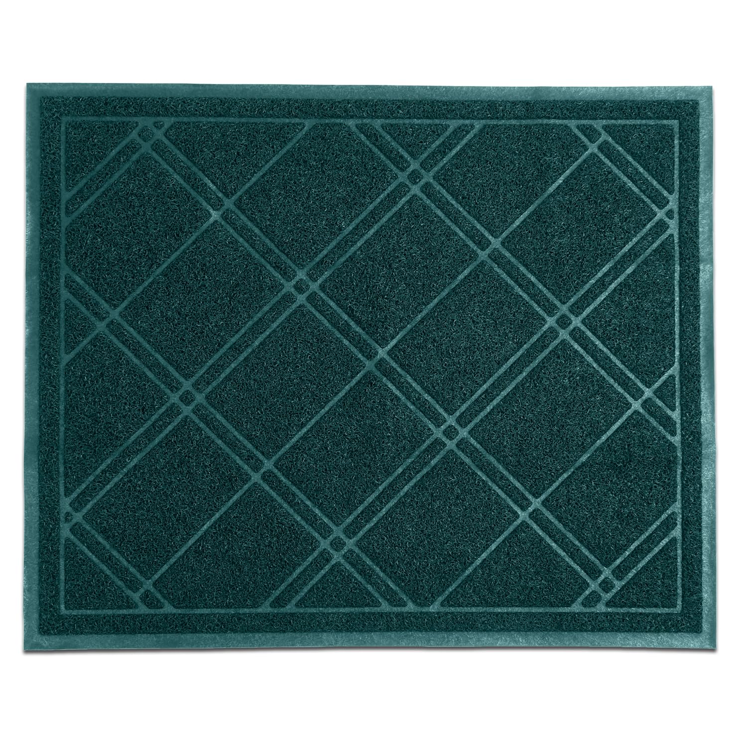 SlipToGrip Entryway Mat for Indoor Outdoor Use - No-Slip Front Doormat for Outside Entrance - 42 x 35 Inch Washable Outdoor Mat with Green Plaid Design for Porch, Garage, and Patio