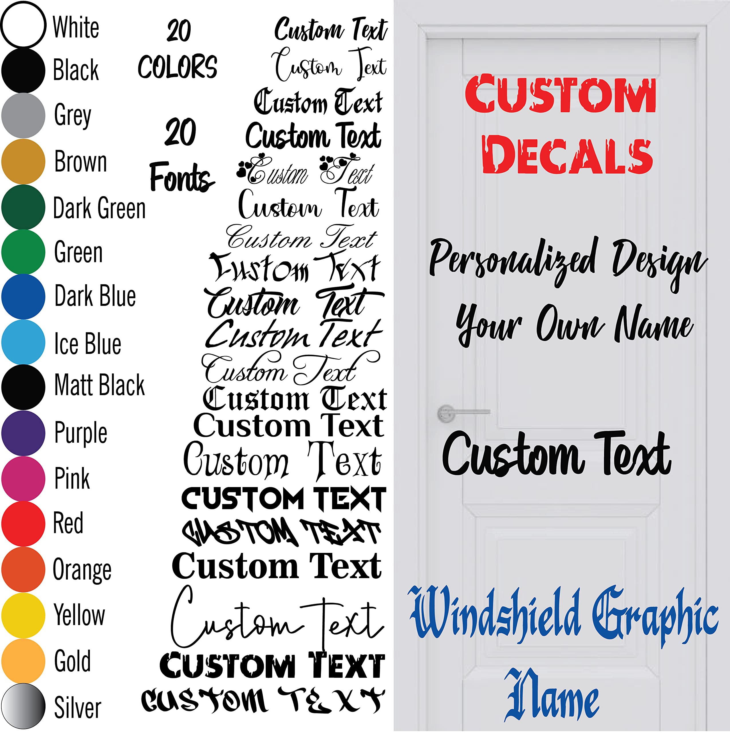 Personalized Design Your Own Name - Custom Vinyl Sticker Car Window - Custom Vinyl Decal - Boat Lettering JDM Automotive Windshield Graphic Name Letter Auto Vehicle Door Banner