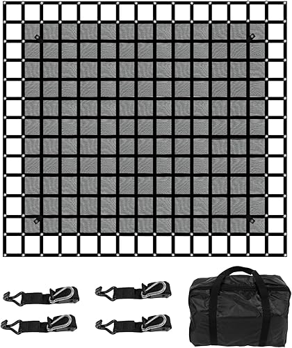 Miniatura 1 de Red de carga resistente para camión con malla, 6.75 pies x 8 pies, 1500 libras, red de carga elástica con correas, hebillas de leva y ganchos en J