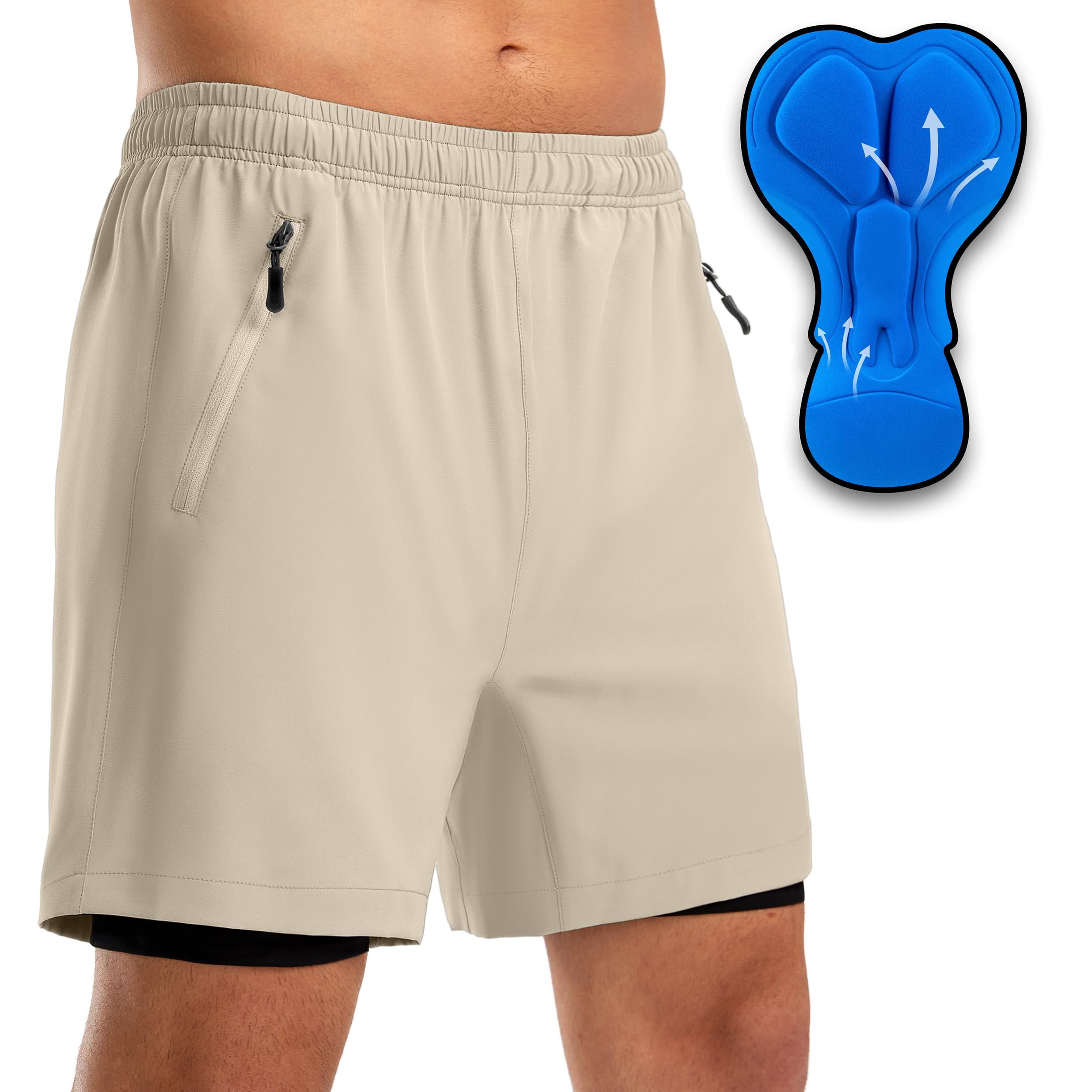 Bikewa Men's Mountain Bike Shorts 3D Padded Loose-fit Riding Biking Cycling Bicycle Biker Shorts for Men Zipper Pockets