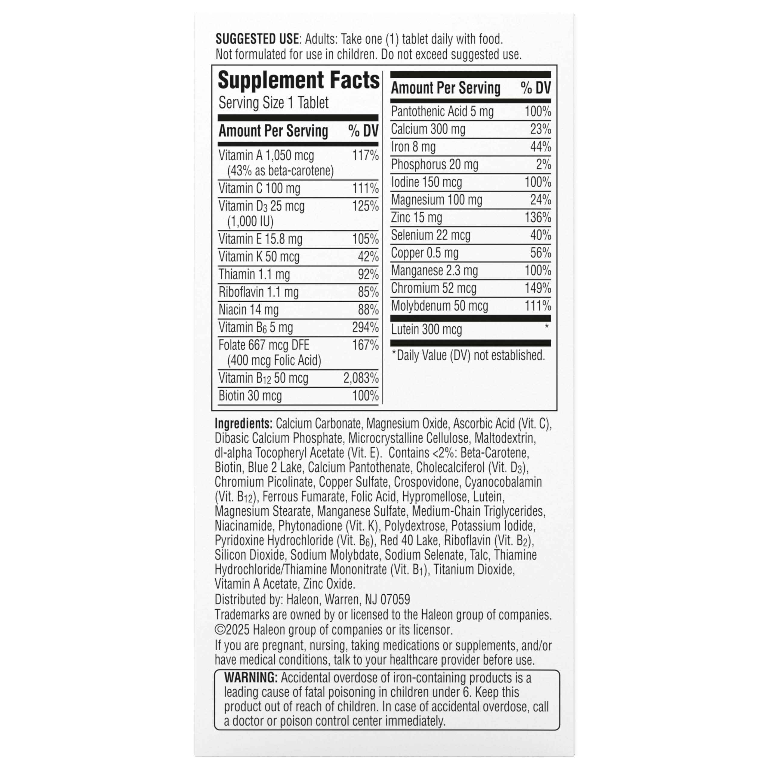 Centrum Silver Women's Multivitamin for Women 50 Plus, Multivitamin/Multimineral Supplement with Vitamin D3, B Vitamins, Non-GMO Ingredients, Supports memory and cognition in older adults - 65 Ct