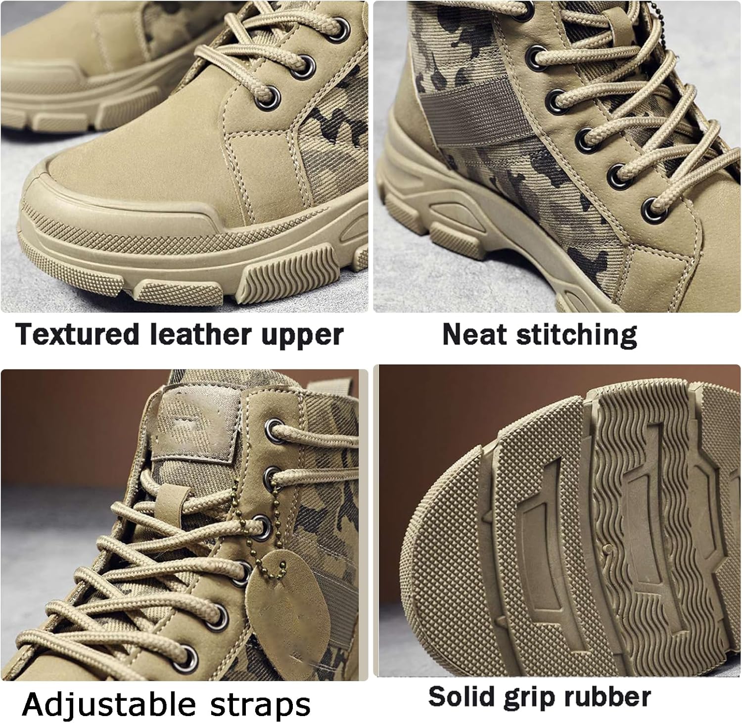 Men's Trendy Tactical High Top Lace Up Boots Breathable Comfortable Non-Slip Boots with Fuzzy Lining for Outdoor Walking Hiking Mountaineering, Autumn and Winter